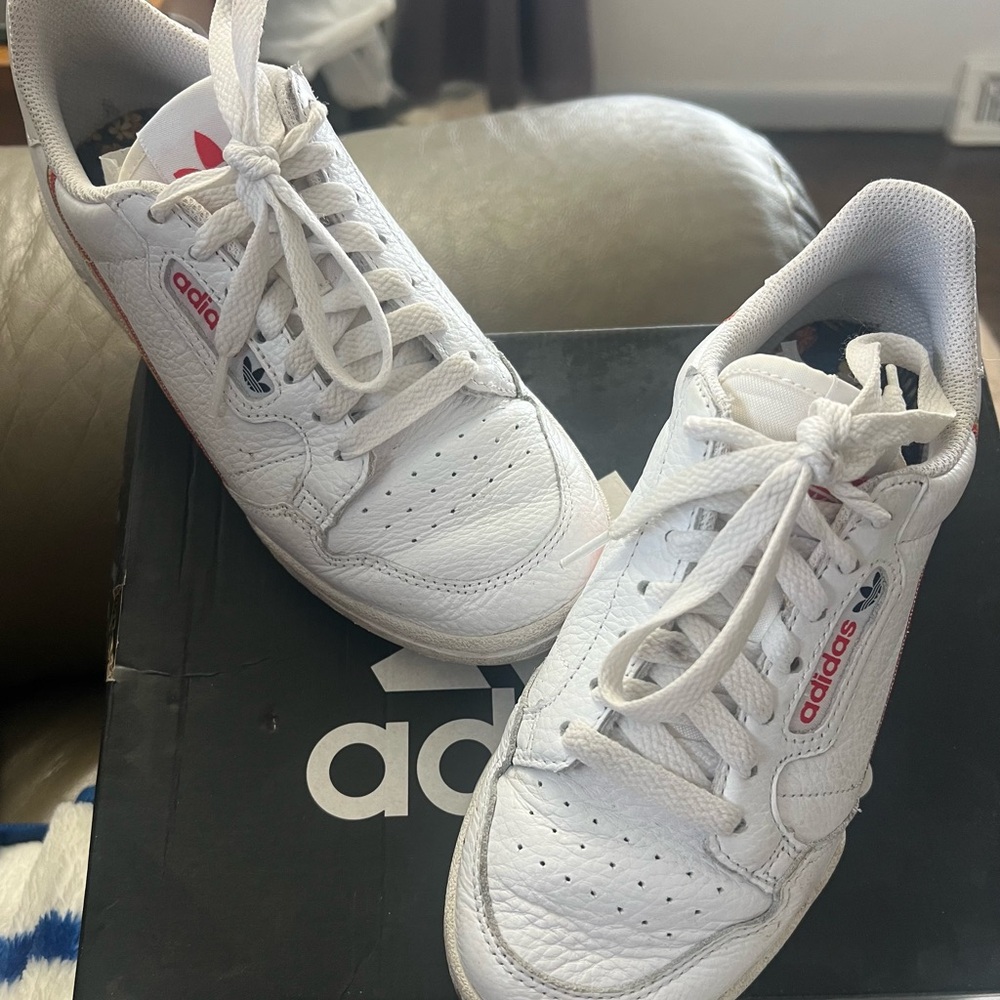 Adidas Women White and Red Sneakers